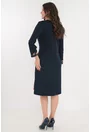 Rochie evazata bleumarin cu insertii florale rosii