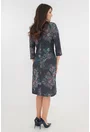 Rochie evazata gri cu print abstract bleu-mov