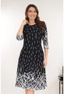 Rochie evazata neagra cu imprimeu geometric in degrade