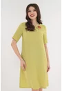 Rochie evazata vernil cu broderie florala si buzunare