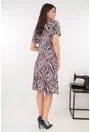 Rochie gri in clini cu print abstract roz-negru
