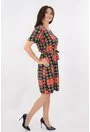 Rochie lejera bleumarin cu cordon in talie si patrate rosii