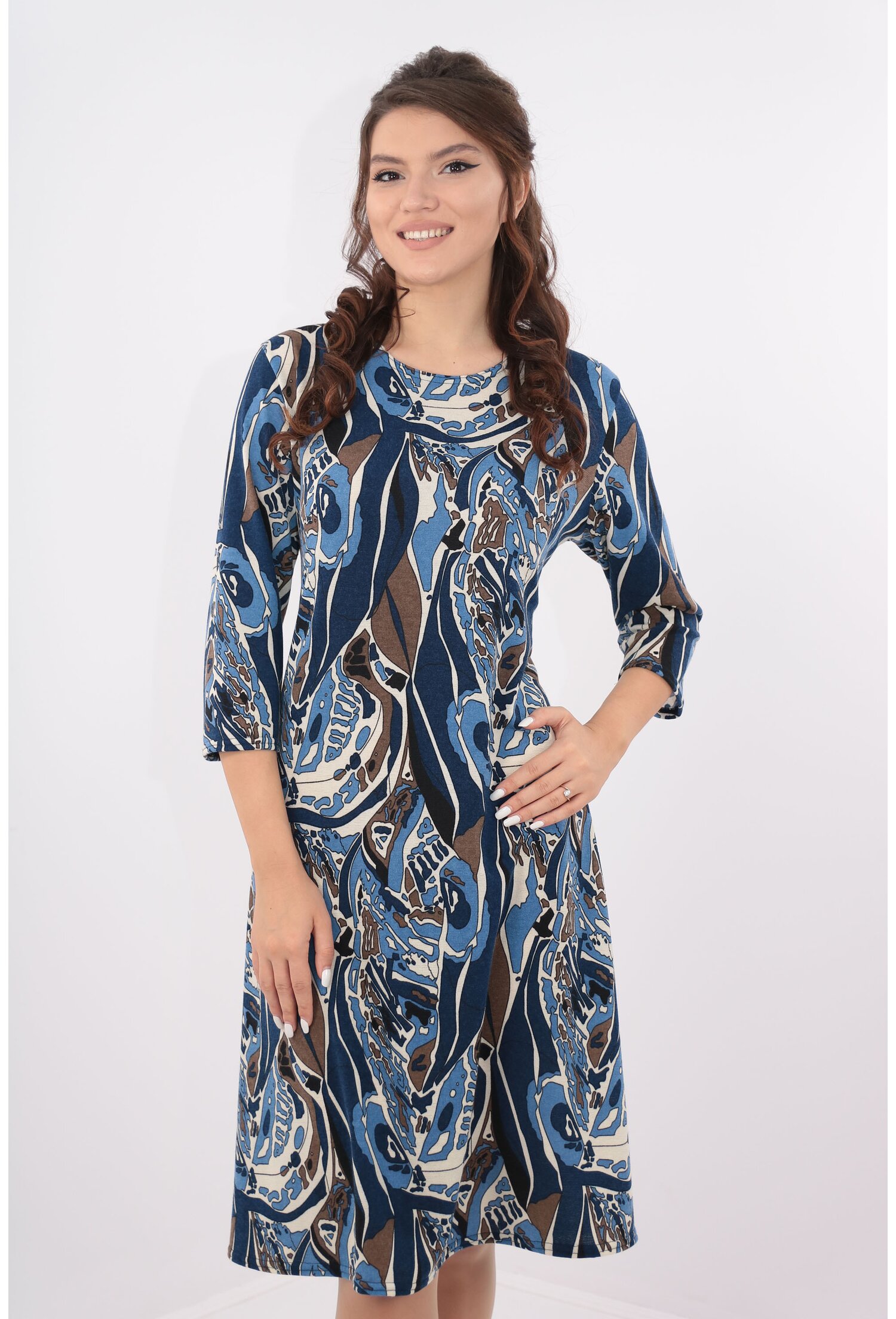 Rochie lejera cu print abstract albastru