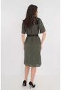 Rochie lejera din matase olive cu dantela neagra
