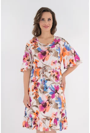 Rochie lejera din vascoza cu flori multicolore