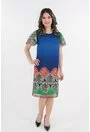 Rochie lejera din voal albastru cu bordura multicolora