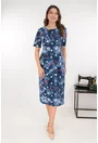 Rochie midi bleumarin cu buline multicolore