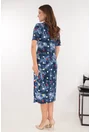 Rochie midi bleumarin cu buline multicolore