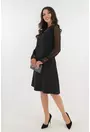 Rochie neagra de ocazie cu maneci din tulle si volane din dantela