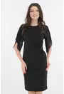 Rochie neagra de ocazie cu maneci din voal si fir stralucitor