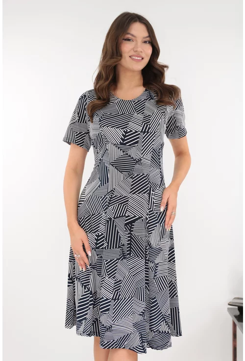 Rochie bleumarin in clini cu dungi albe