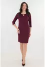 Rochie office grena cu accesoriu argintiu la decolteu