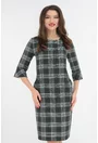Rochie office gri in carouri verzi