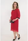 Rochie rosie din voal accesorizata cu paiete