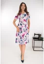 Rochie roz in clini cu flori albastre