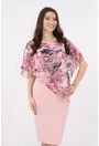 Rochie roz prafuit cu pelerina asimetrica