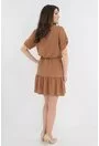 Rochie uni camel cu volane