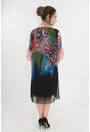 Rochie vaporoasa din voal cu desen bordurat animal print albastru