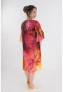 Rochie vaporoasa din voal cu desen bordurat animal print fucsia