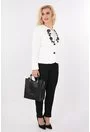 Sacou alb cu broderie neagra