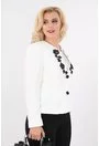 Sacou alb cu broderie neagra