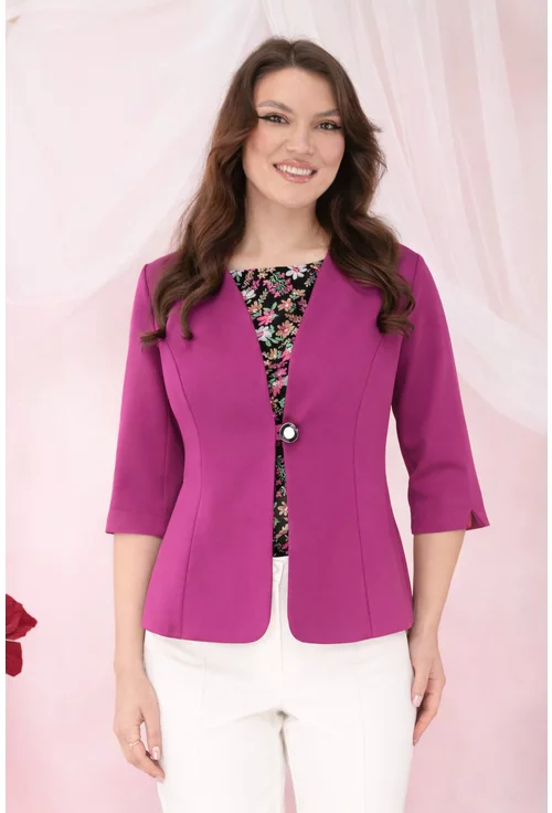 Sacou magenta din stofa elastica