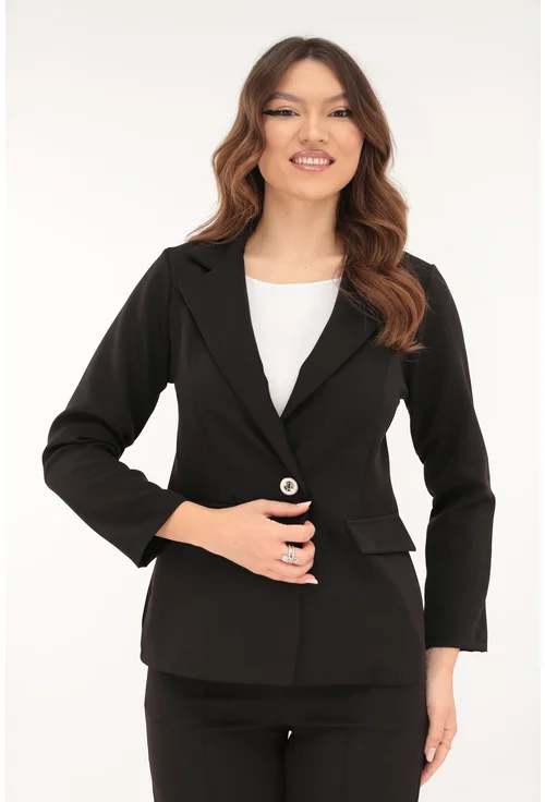 Sacou negru clasic din stofa elastica
