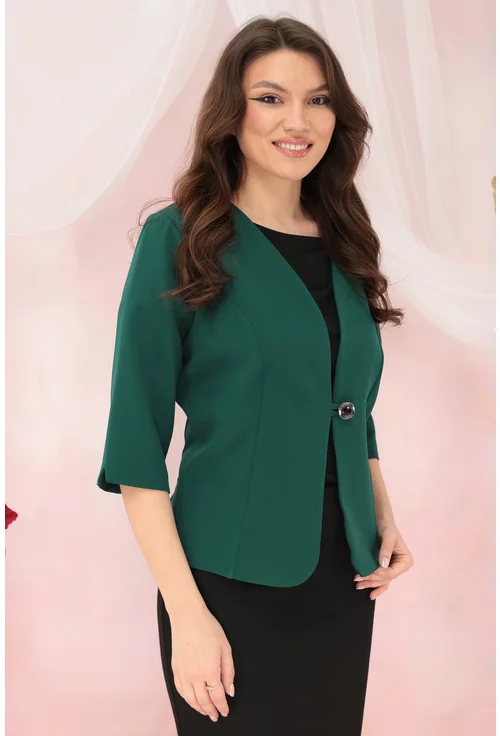 Sacou verde-smarald din stofa elastica