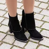 Botine damă, ciocate din piele naturală, Epica - 4600 Negru Velur