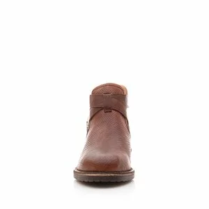 Botine dama de vara perforate din piele naturala, Leofex - 320 Cognac Inchis Sifonat Box