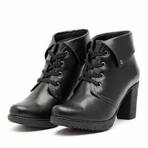 Botine dama din piele naturala, Leofex - 495 Negru box