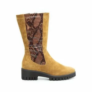 Cizme scurte dama din piele naturala, Leofex -  281 Camel velur