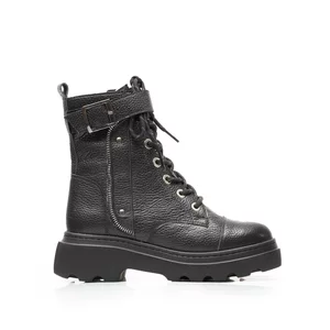 Ghete dama din piele naturala, Leofex  - 422 Negru box