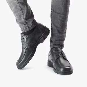 Pantofi casual bărbați din piele naturală - 9325 Negru Presat Box