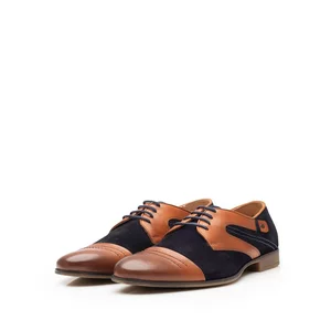Pantofi casual barbati din piele naturala, Leofex - 785 cognac-blue