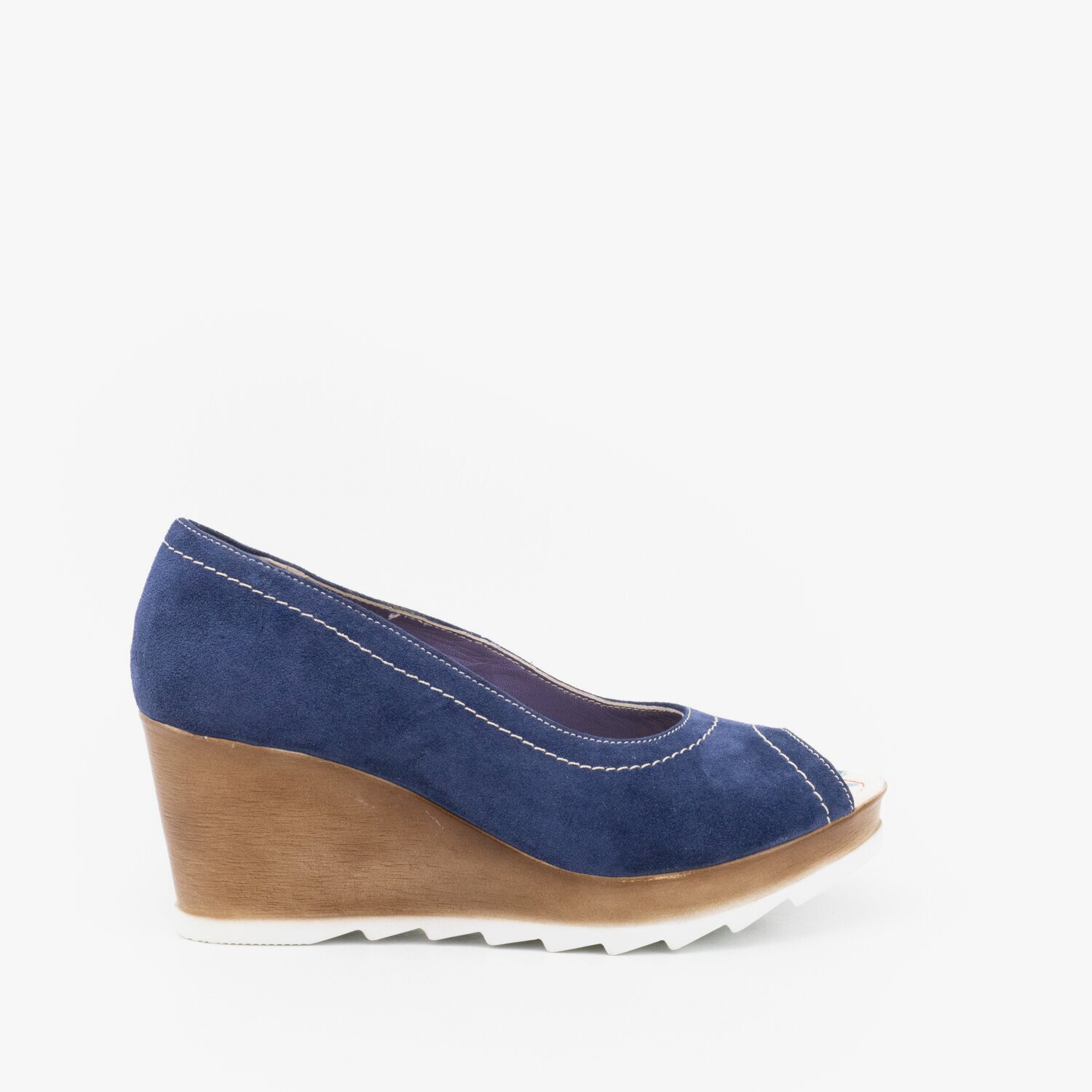 Pantofi casual cu platforma dama din piele naturala- 531-1 Albastru Velur