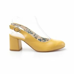 Pantofi casual cu toc dama, decupati din piele naturala, Leofex - 254 galben box