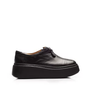 Pantofi casual damă cu fermoar din piele naturală,Leofex - 285-2 Negru box