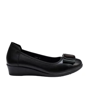 Pantofi casual damă cu platformă din piele naturală - 4435 Negru Box