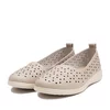 Pantofi casual damă din piele naturală - 2008 Bej Box Perforat