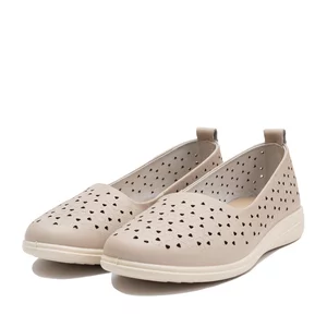 Pantofi casual damă din piele naturală - 2008 Bej Box Perforat