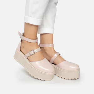 Pantofi casual damă din piele naturală - 203 Roz Pudră Box