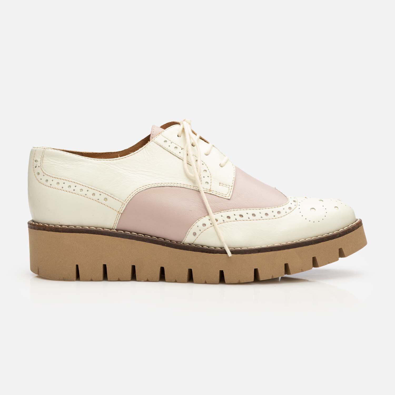Pantofi casual dama din piele naturala, Leofex - 012-1 Bej Box