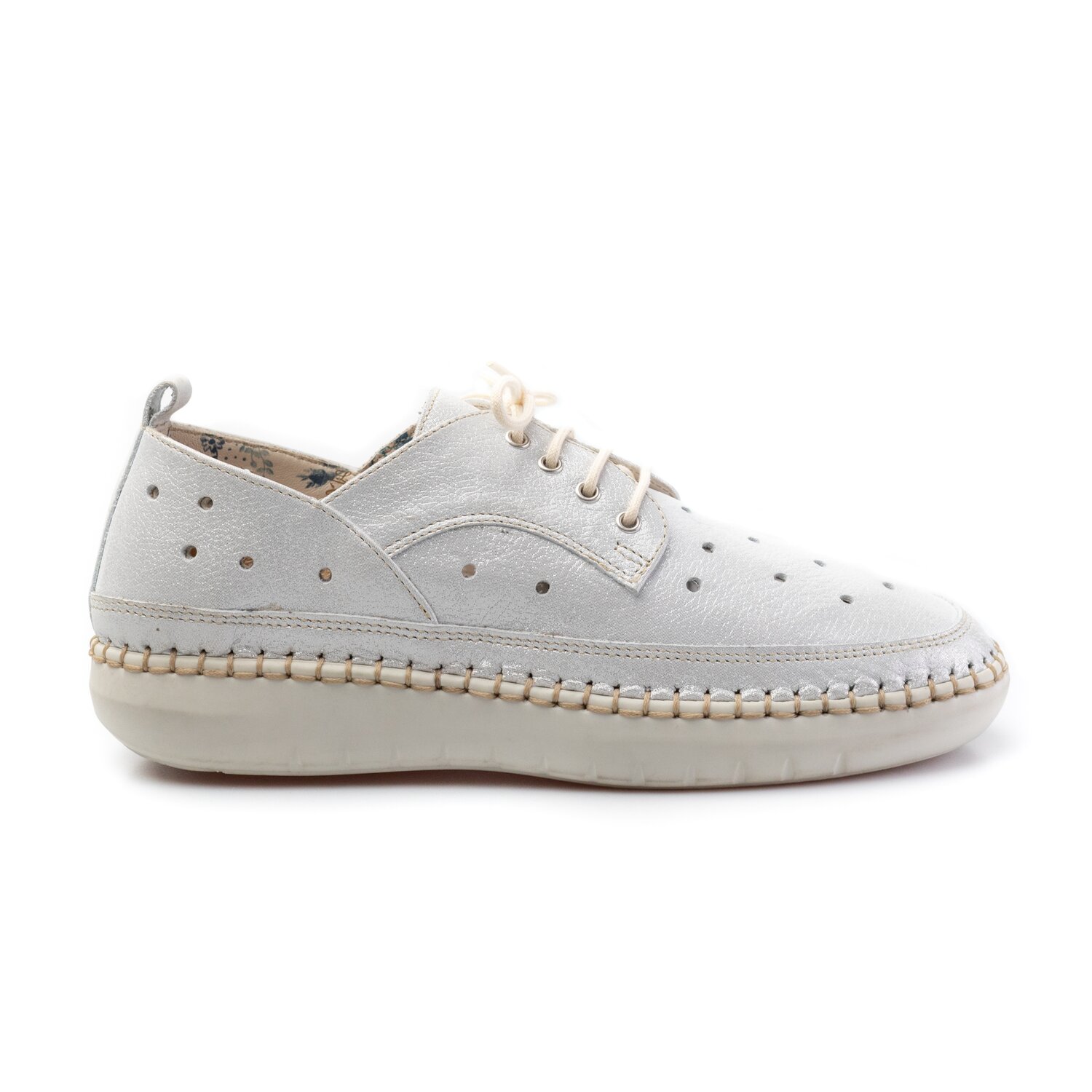 Pantofi casual dama din piele naturala, Leofex - 242 Argintiu metalizat