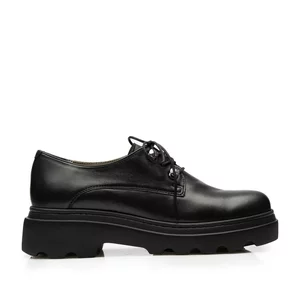 Pantofi casual damă din piele naturală,Leofex - 346-1 Negru Box
