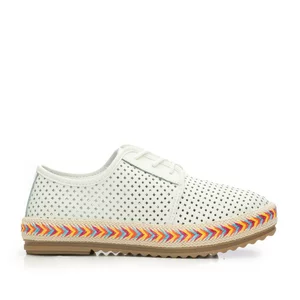 Pantofi casual dama perforati din piele naturala - 1984 alb box perforat