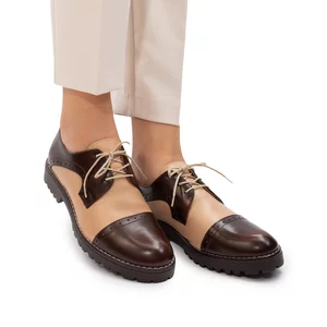 Pantofi casual dama din piele naturala,Leofex - 399 taupe-maro
