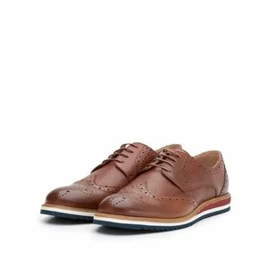 Pantofi casual barbati din piele naturala, Leofex - 846 cognac box