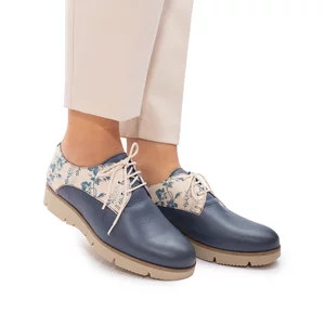 Pantofi casual dama din piele naturala Leofex- 200 Blue Flori