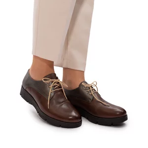 Pantofi casual dama din piele naturala,Leofex - 200 Taupe bronz box
